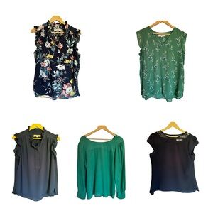 LOFT Lot Bundle 5 Dress Shirts Work Casual Business Brunch Size Large Petite